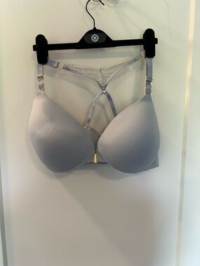 Victoria's Secret Light Gray Push-Up Bra with Lace Strappy Back